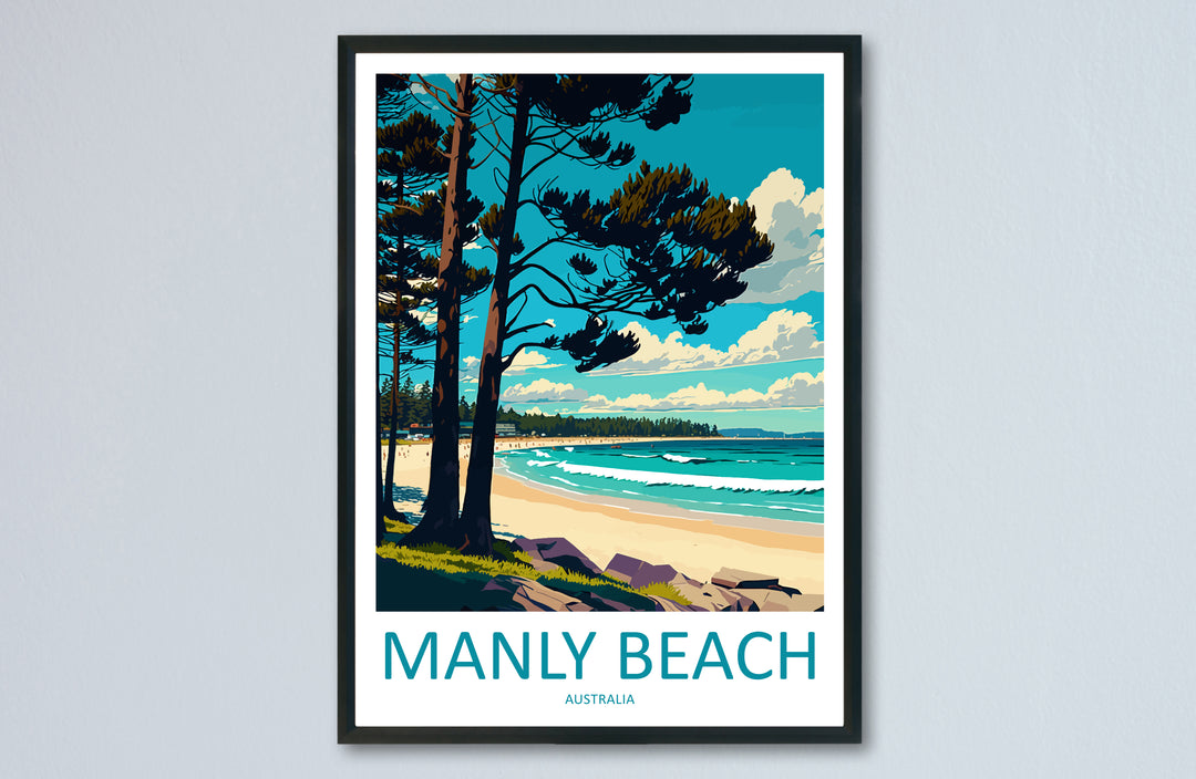 Manly Beach Australia Travel Poster
