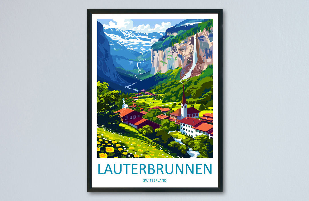 Lauterbrunnen Switzerland Travel Poster