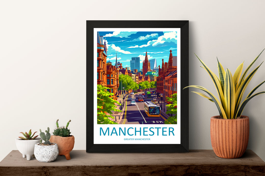 Manchester England Travel Poster