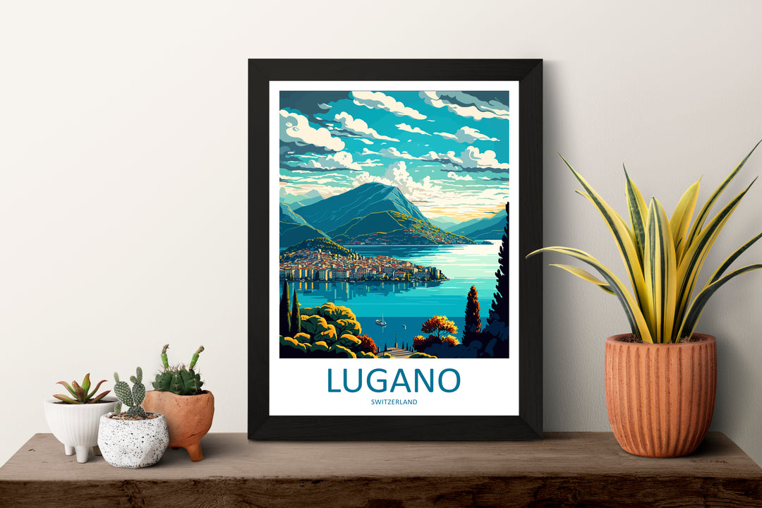 Lugano Switzerland Travel Poster