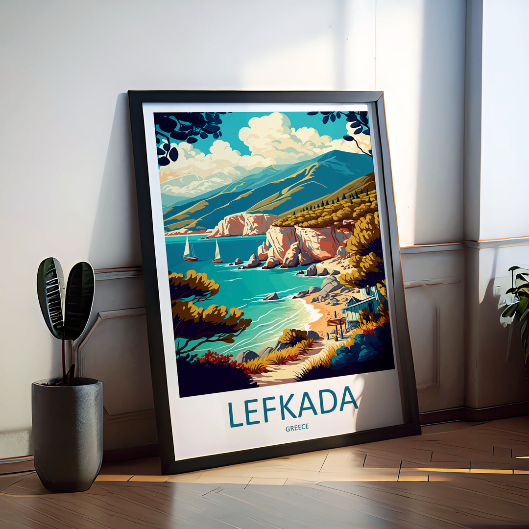 Lefkada Greece Travel Poster
