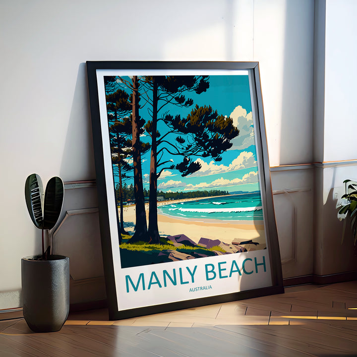 Manly Beach Australia Travel Poster