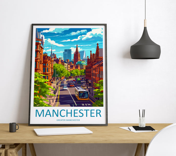 Manchester England Travel Poster