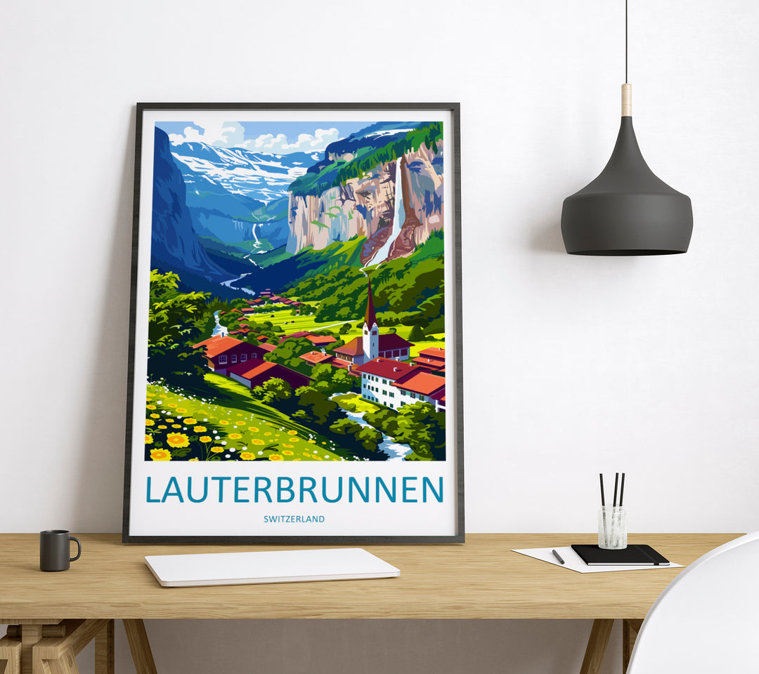 Lauterbrunnen Switzerland Travel Poster