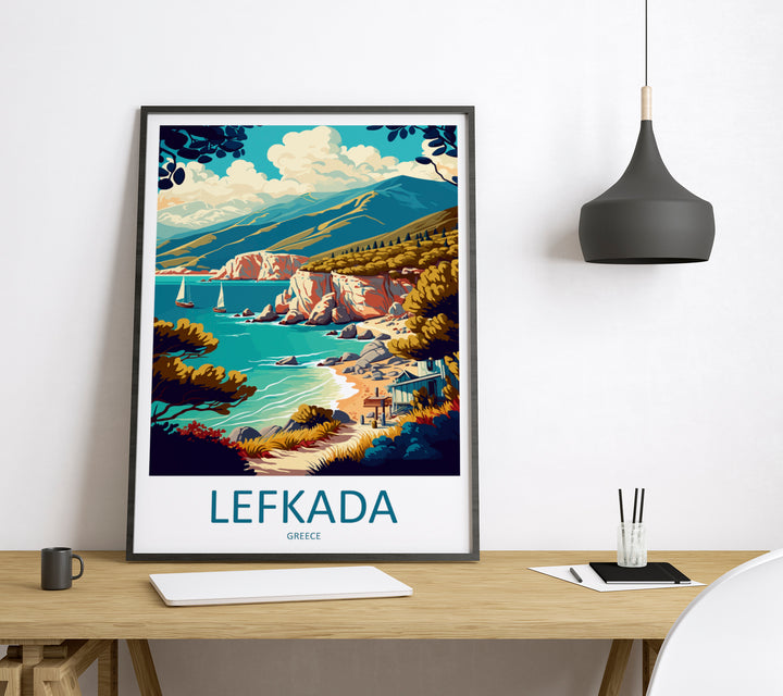 Lefkada Greece Travel Poster