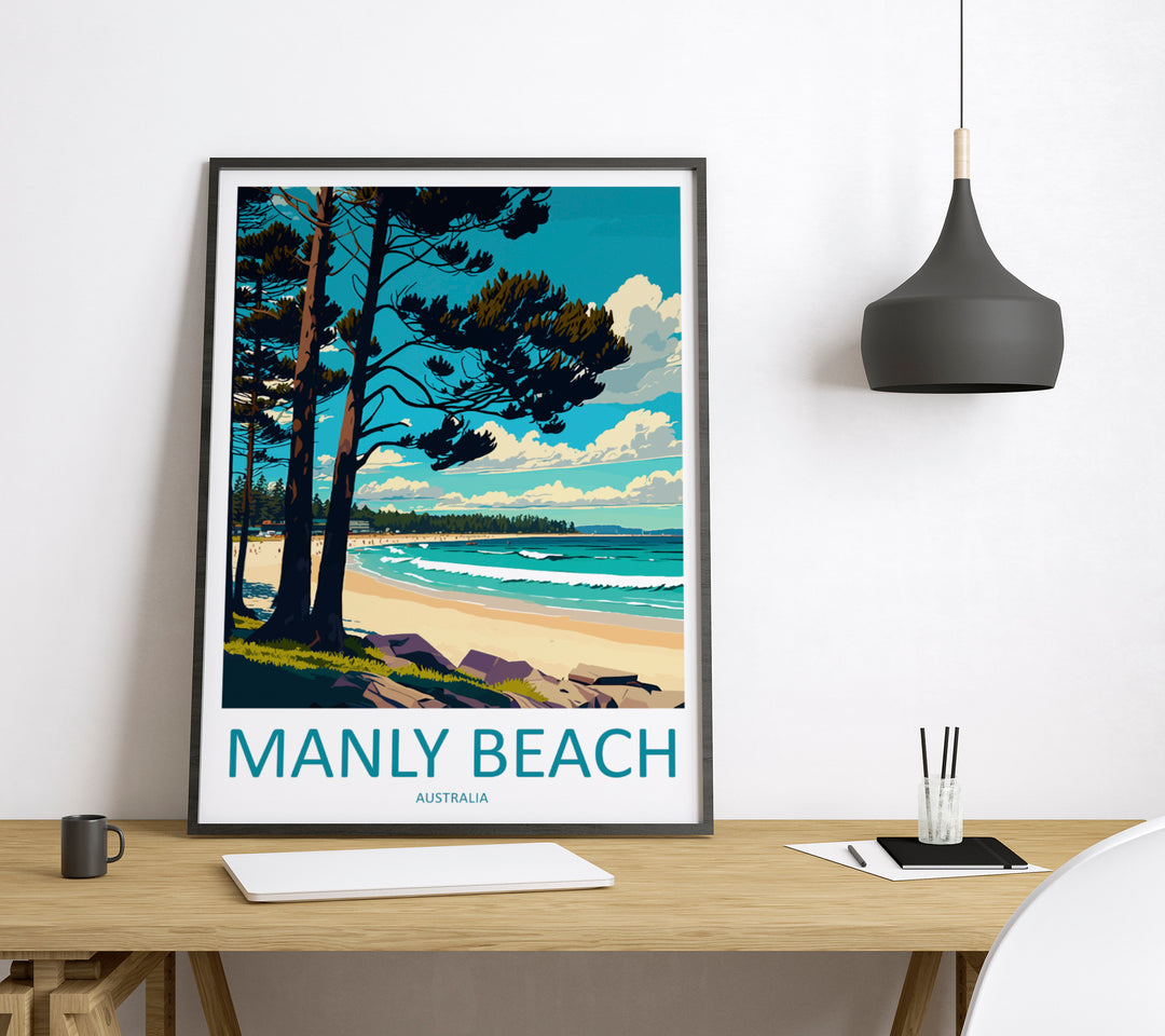 Manly Beach Australia Travel Poster