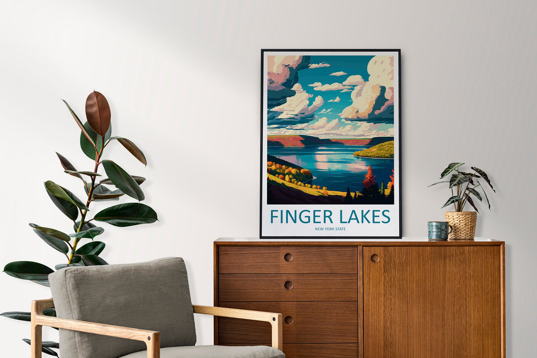 Finger Lakes Travel Print Finger Lakes Home Décor New York State Art Print New York State Wall Print For Finger Lakes Gift Wall Hanging