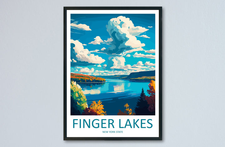Finger Lakes Art Print, Landscape Wall Art, New York State Travel Poster, Nature Decor, Rustic Cabin Art, Gift for Hikers