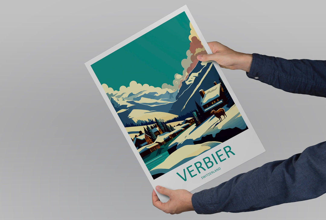 Verbier Ski Resort Print Verbier Home Decor Mountain Art Print Verbier Wall Art for Ski Enthusiast Gift Wall Hanging Verbier Switzerland Art