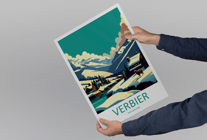 Verbier Ski Resort Print Verbier Home Decor Mountain Art Print Verbier Wall Art for Ski Enthusiast Gift Wall Hanging Verbier Switzerland Art