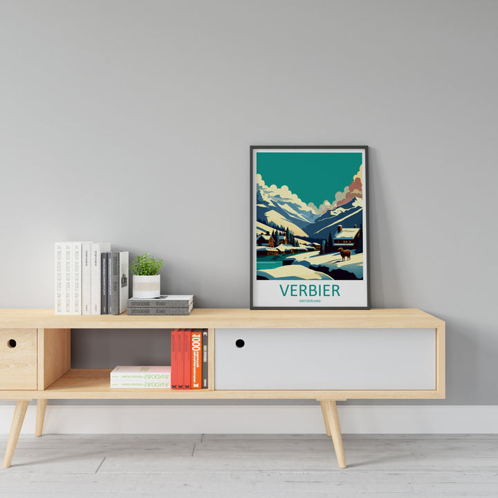 Verbier Ski Resort Print Verbier Home Decor Mountain Art Print Verbier Wall Art for Ski Enthusiast Gift Wall Hanging Verbier Switzerland Art