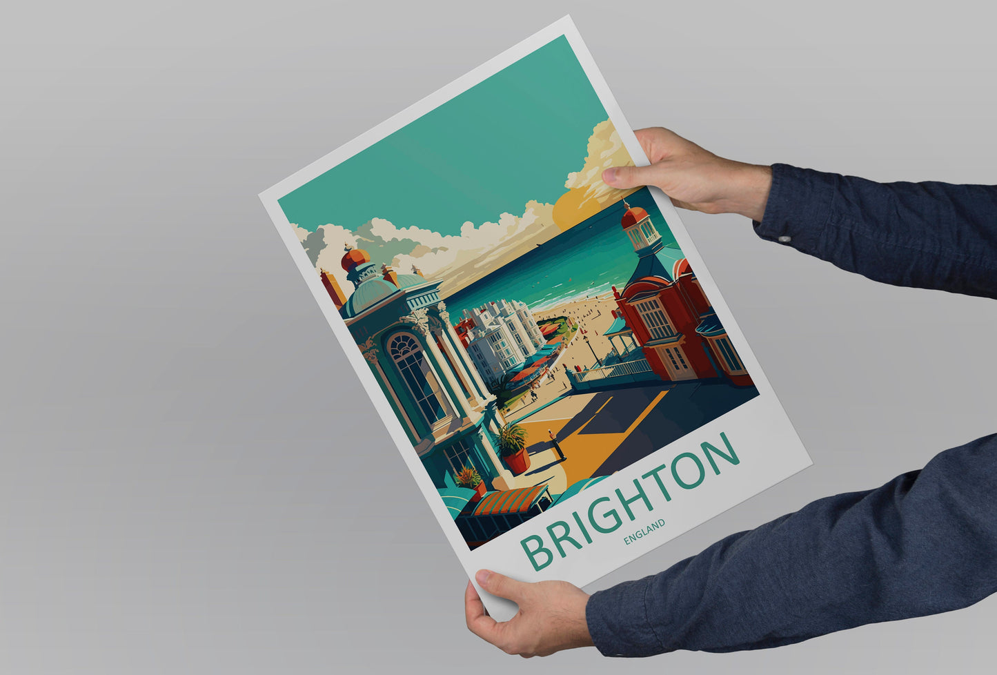 Brighton Pier Print Brighton Home Decor Seascape Art Print Brighton Wall Art for UK Enthusiast Gift Wall Hanging Brighton UK Travel Poster