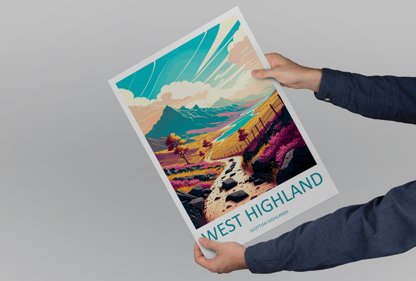 West Highland Travel Print Wall Art West Highland Wall Hanging Home Decoration West Highland Gift Art Lovers Scottish Highlands Wall Art