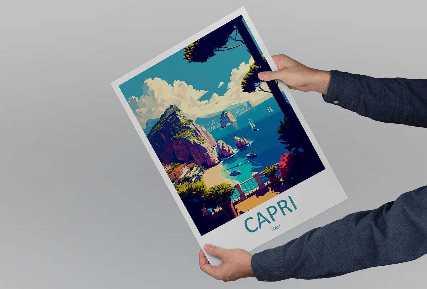 Capri Travel Print Wall Art Capri Travel Gift Wall Hanging Art Decor