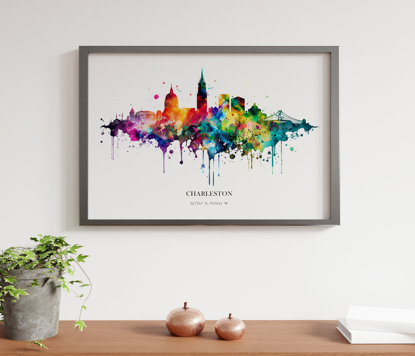 Charleston Watercolour Skyline Print Charleston Cityscape Rotterdam Home Décor Art Print Wall Art Charleston Print Charleston Watercolor Art