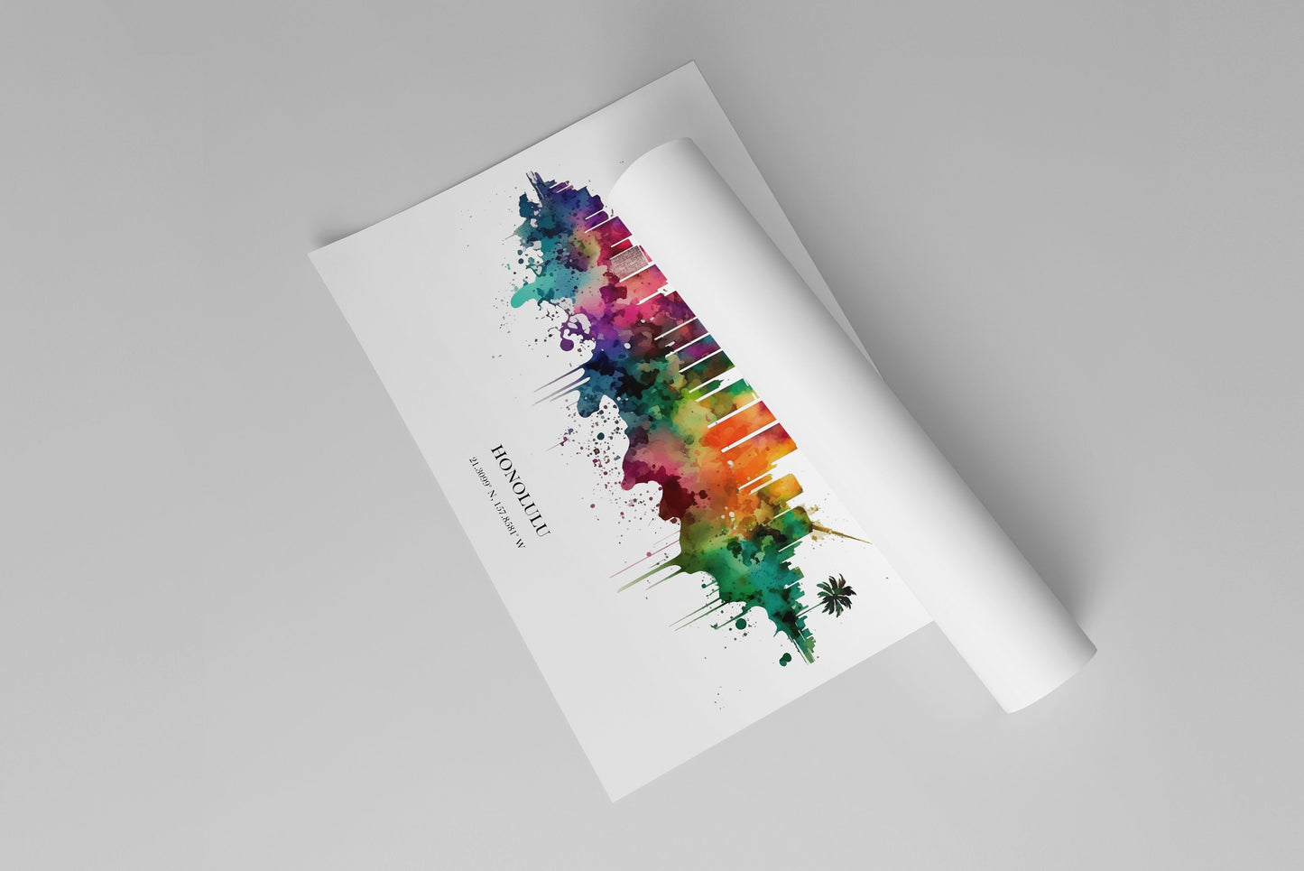 Honolulu Watercolour Skyline Print Honolulu Cityscape Honolulu Home Décor Art Print Wall Art Honolulu Print Honolulu Watercolour Art Print