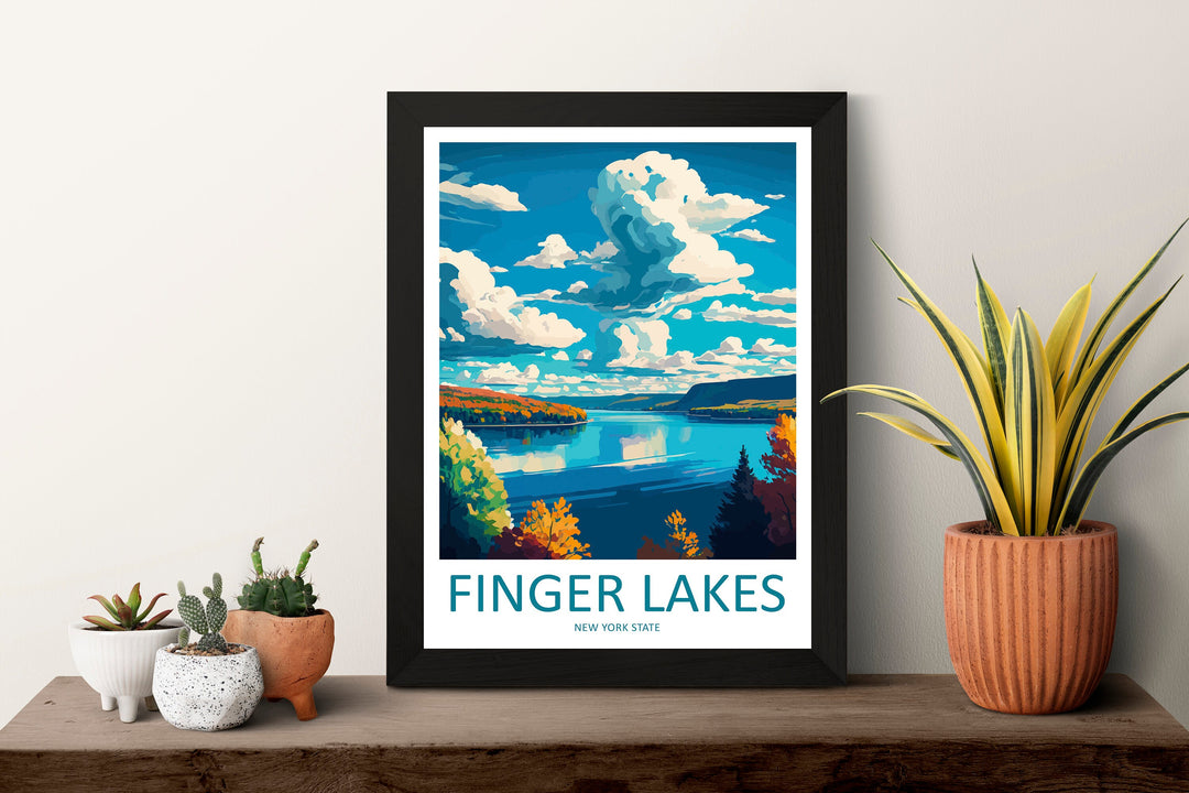 Finger Lakes Art Print, Landscape Wall Art, New York State Travel Poster, Nature Decor, Rustic Cabin Art, Gift for Hikers