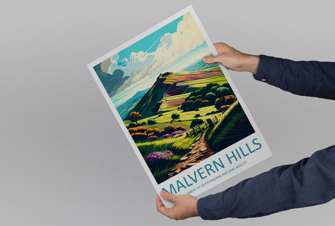Malvern Hills Travel Print Wall Art Malvern Hills Wall Hanging Home Decoration Malvern Hills Gift Art Lovers Wall Art AONB Wall Print