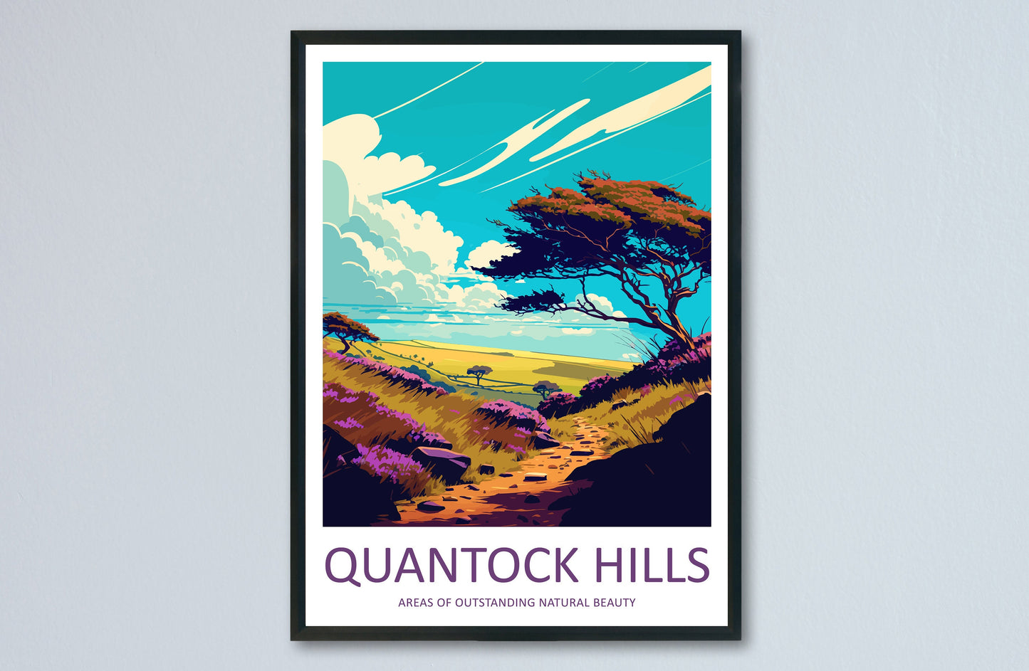 Quantock Hills Travel Print Wall Art Quantock Hills Wall Hanging Home Decoration Quantock Hills Gift Art Lovers Wall Art AONB Wall Print