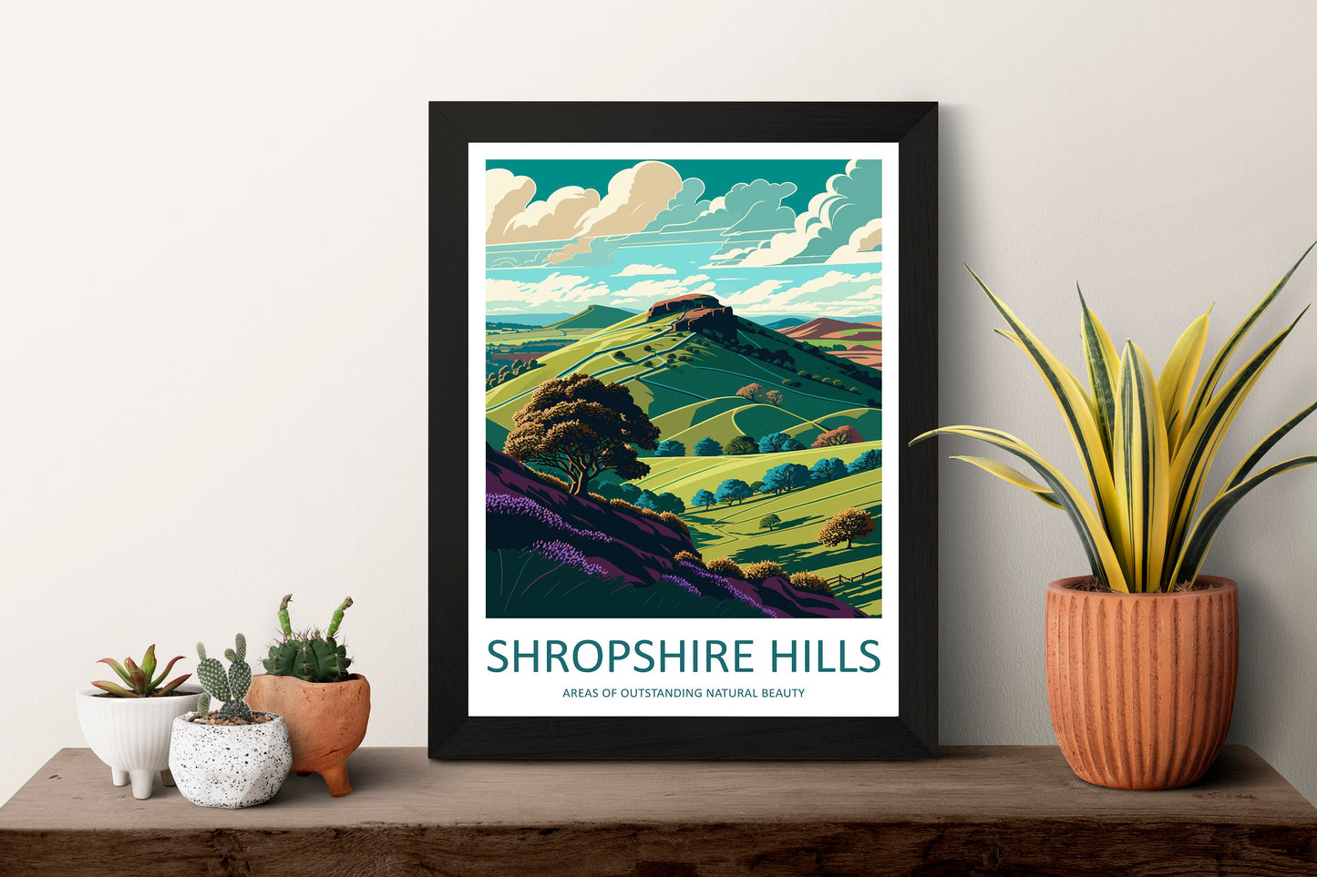 Shropshire Hills Travel Print Wall Art Shropshire Hills Wall Hanging Home Decoration Shropshire Hills Gift Art Lovers Wall Art AONB Wall Art