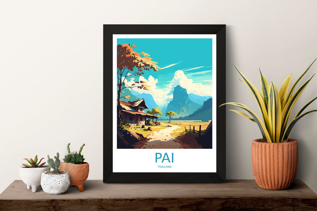Pai Travel Print Wall Art Pai Wall Hanging Home Decor Pai Gift Art Lovers Wall Art Thailand Travel Print Gift Thai Travel Art Pai Islands