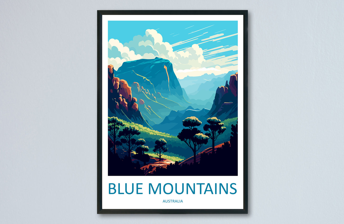 Blue Mountains Travel Print Wall Art Blue Mountains Wall Hanging Home Décor Blue Mountains Gift Art Lovers Wall Art Australia Travel Print