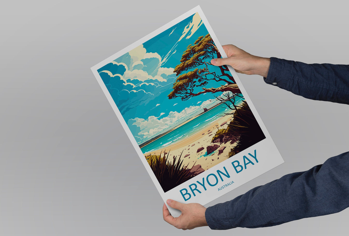 Bryon Bay Travel Print Wall Art Bryon Bay Wall Hanging Home Décor Bryon Bay Gift Art Lovers Wall Art Australia Travel Print Bryon Bay Gift