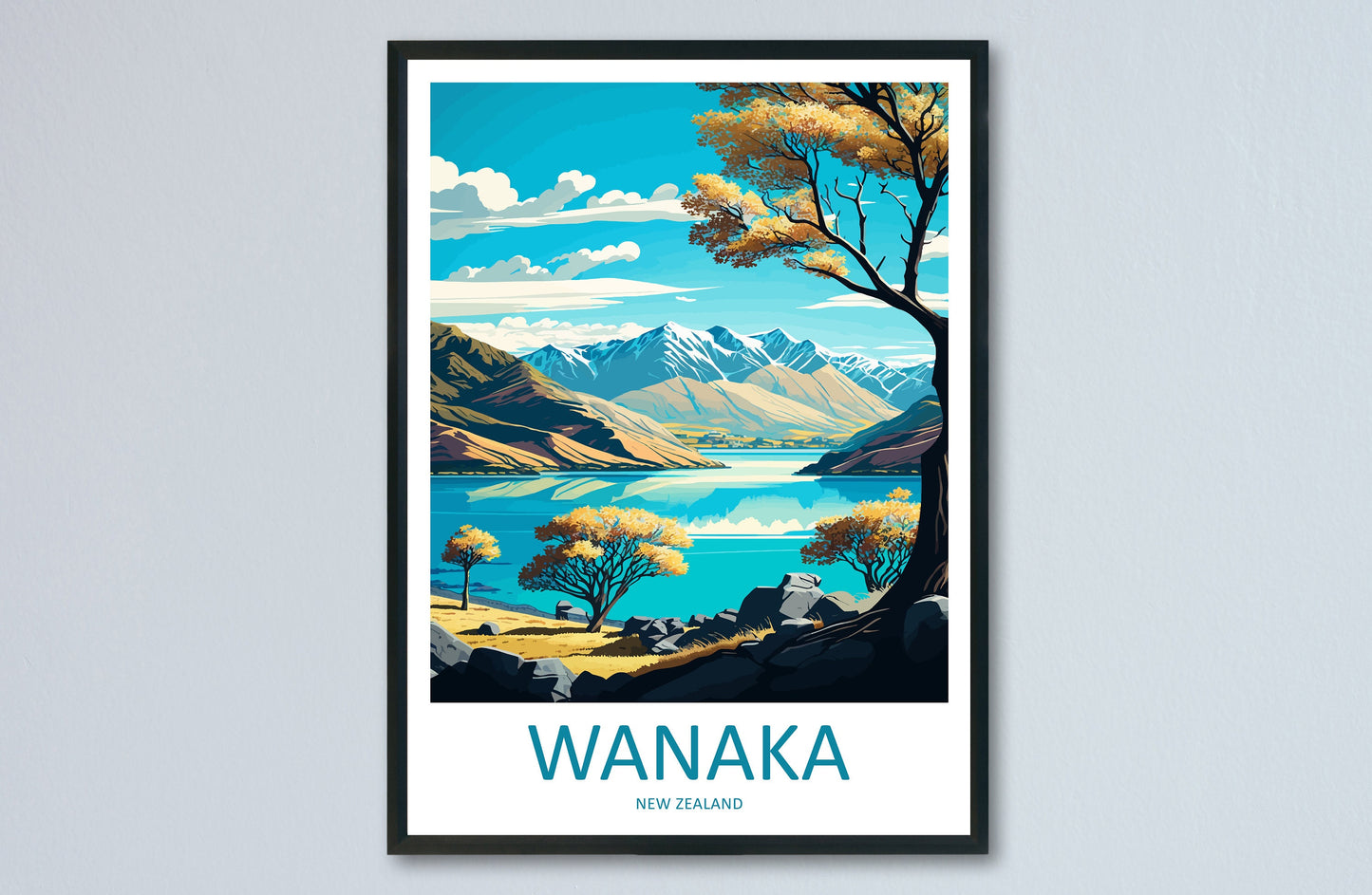 Wanaka Travel Print Wall Art Wanaka Wall Hanging Home Décor Wanaka Gift Art Lovers New Zealand Art Lover Gift Print Wanaka New Zealand Art