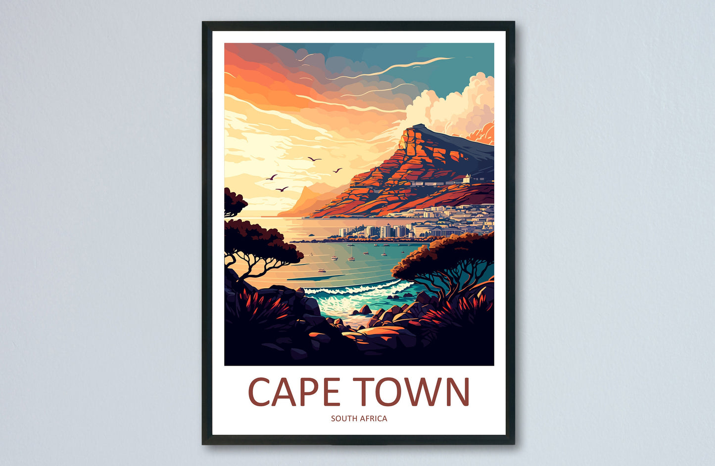 Cape Town Travel Print Wall Art Cape Town Wall Hanging Home Décor Cape Town Gift Art Lovers South Africa Art Print Cape Town Wall Décor Art