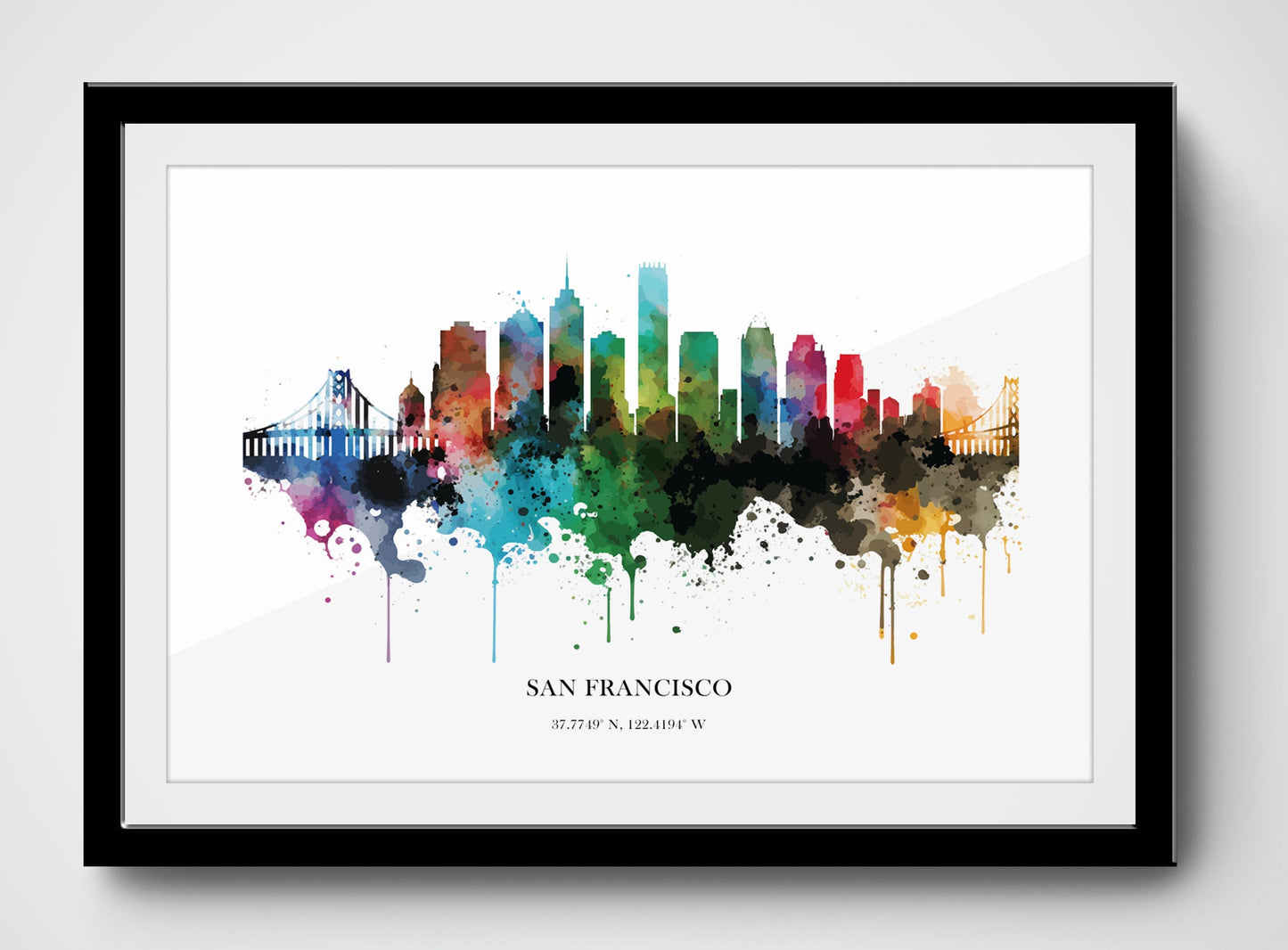 San Francisco Watercolour Skyline Print San Francisco Cityscape San Francisco Home Décor Art Print USA Wall Art San Francisco Souvenir Print