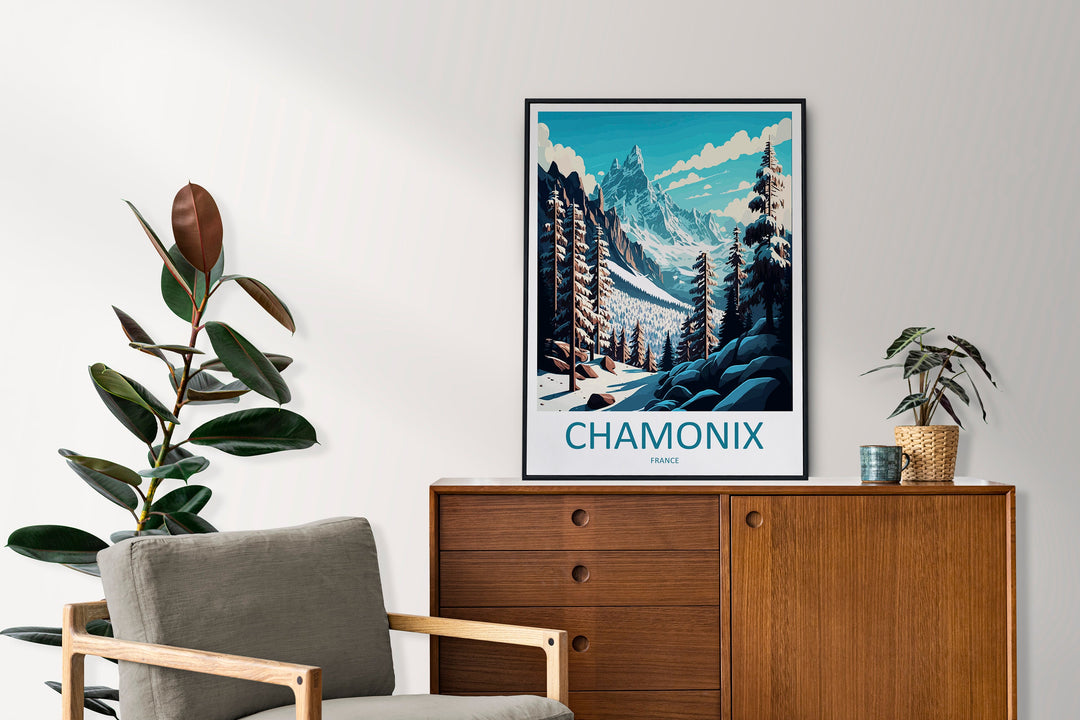 Chamonix Travel Print Wall Art Chamonix Wall Hanging Home Décor Chamonix Gift Art Lovers Ski Art Lover Gift Chamonix Print Skiing Artwork