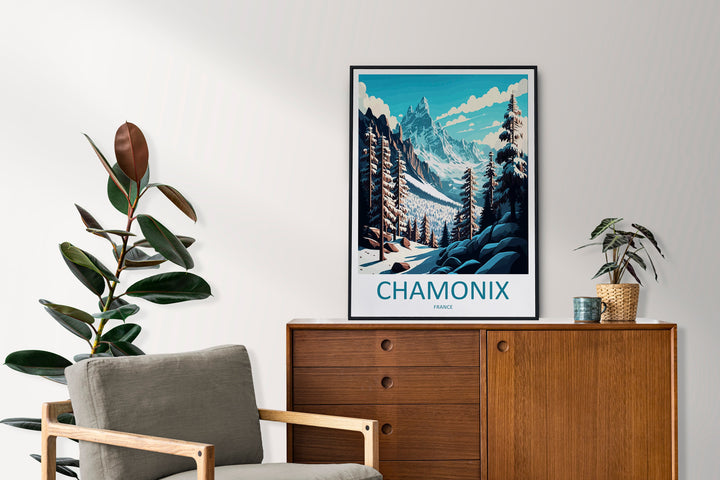 Chamonix Travel Print Wall Art Chamonix Wall Hanging Home Décor Chamonix Gift Art Lovers Ski Art Lover Gift Chamonix Print Skiing Artwork