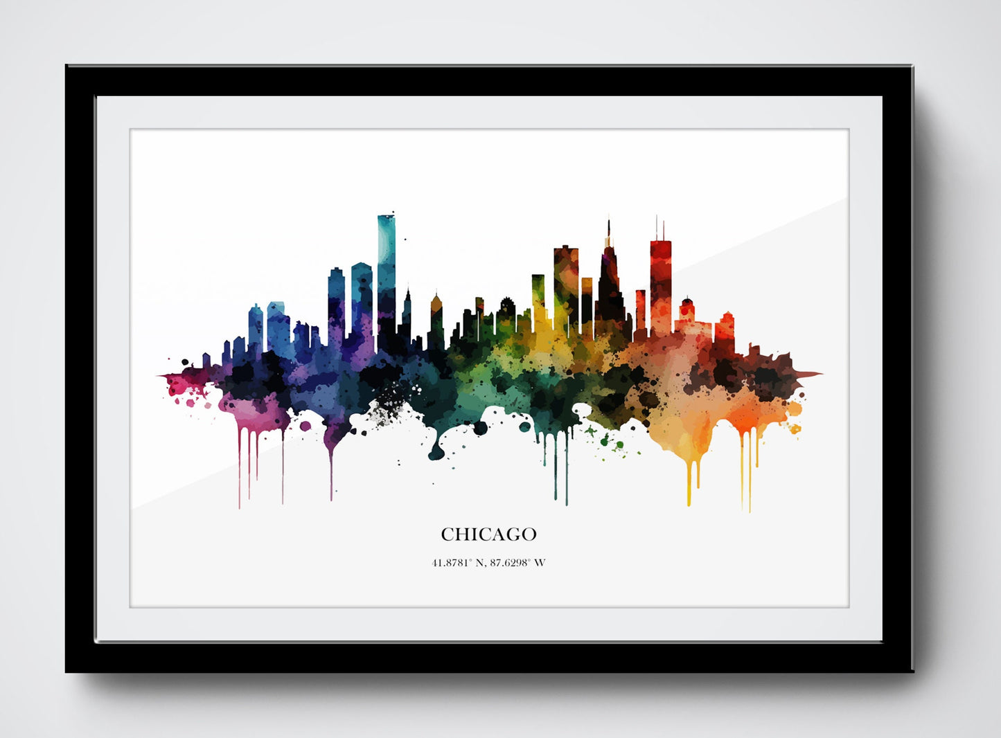 Chicago Watercolour Skyline Print Chicago Cityscape Chicago Home Décor Art Print USA Wall Art San Chicago Souvenir Print Chicago Watercolour
