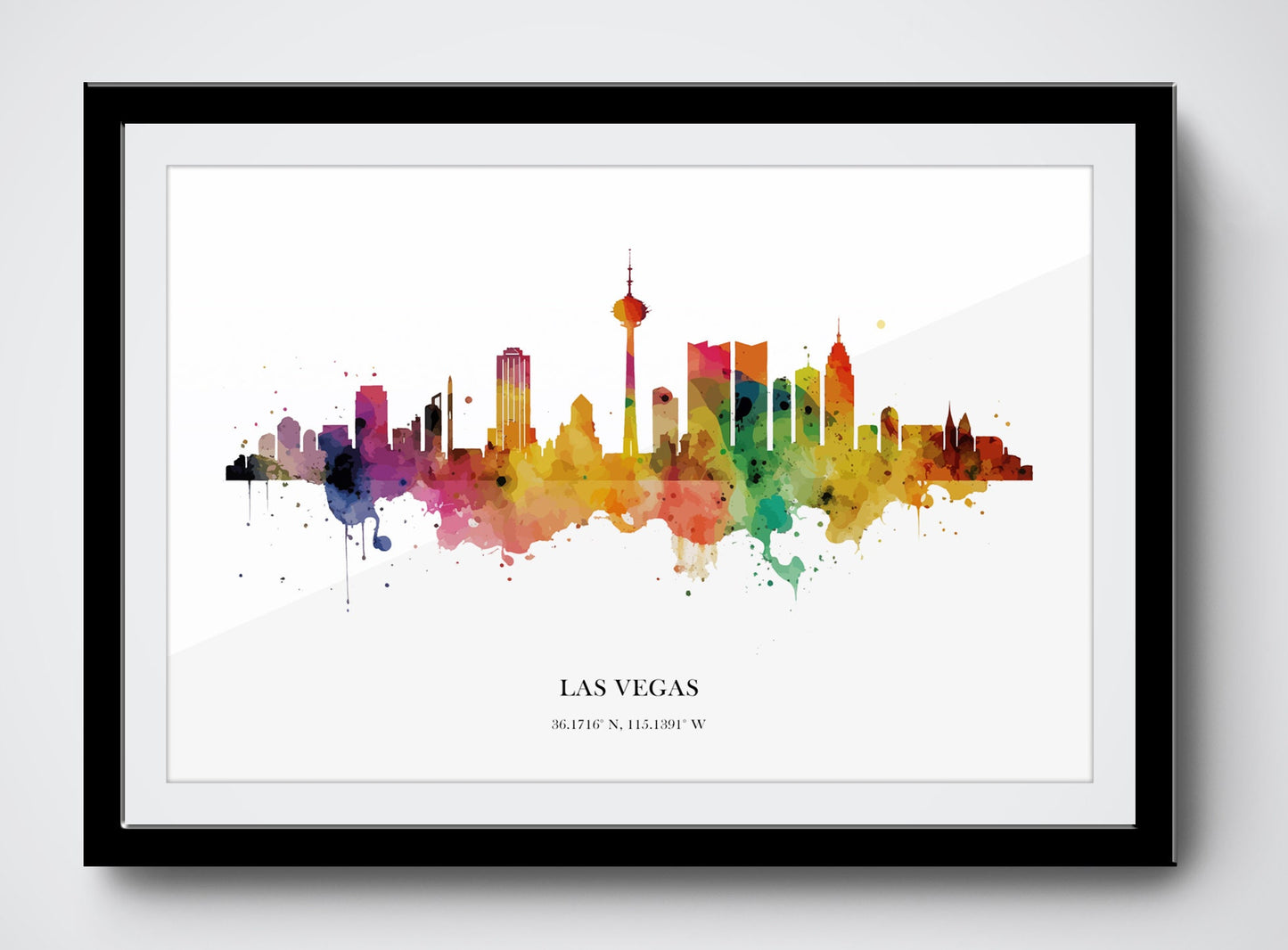 Las Vegas Watercolour Skyline Print Las Vegas Cityscape Las Vegas Home Décor Art Print USA Wall Art Las Vegas Print Las Vegas Watercolour