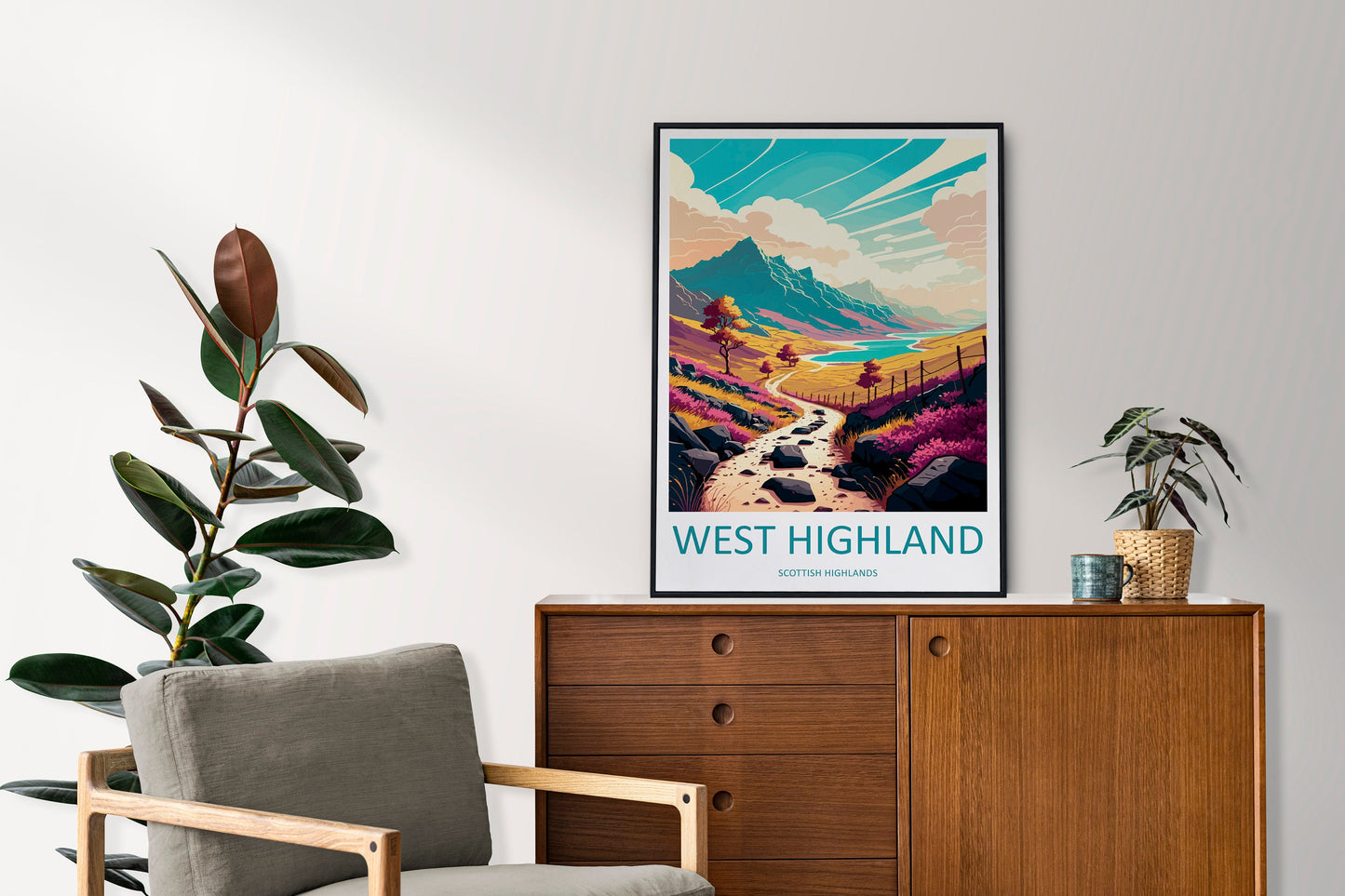 West Highland Travel Print Wall Art West Highland Wall Hanging Home Decoration West Highland Gift Art Lovers Scottish Highlands Wall Art