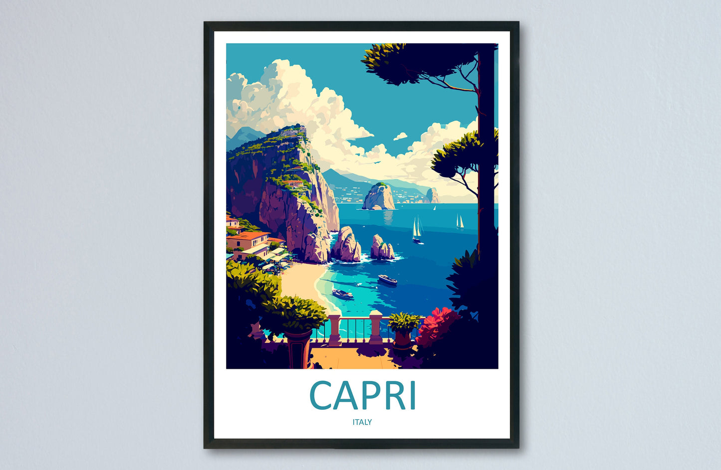 Capri Travel Print Wall Art Capri Travel Gift Wall Hanging Art Decor
