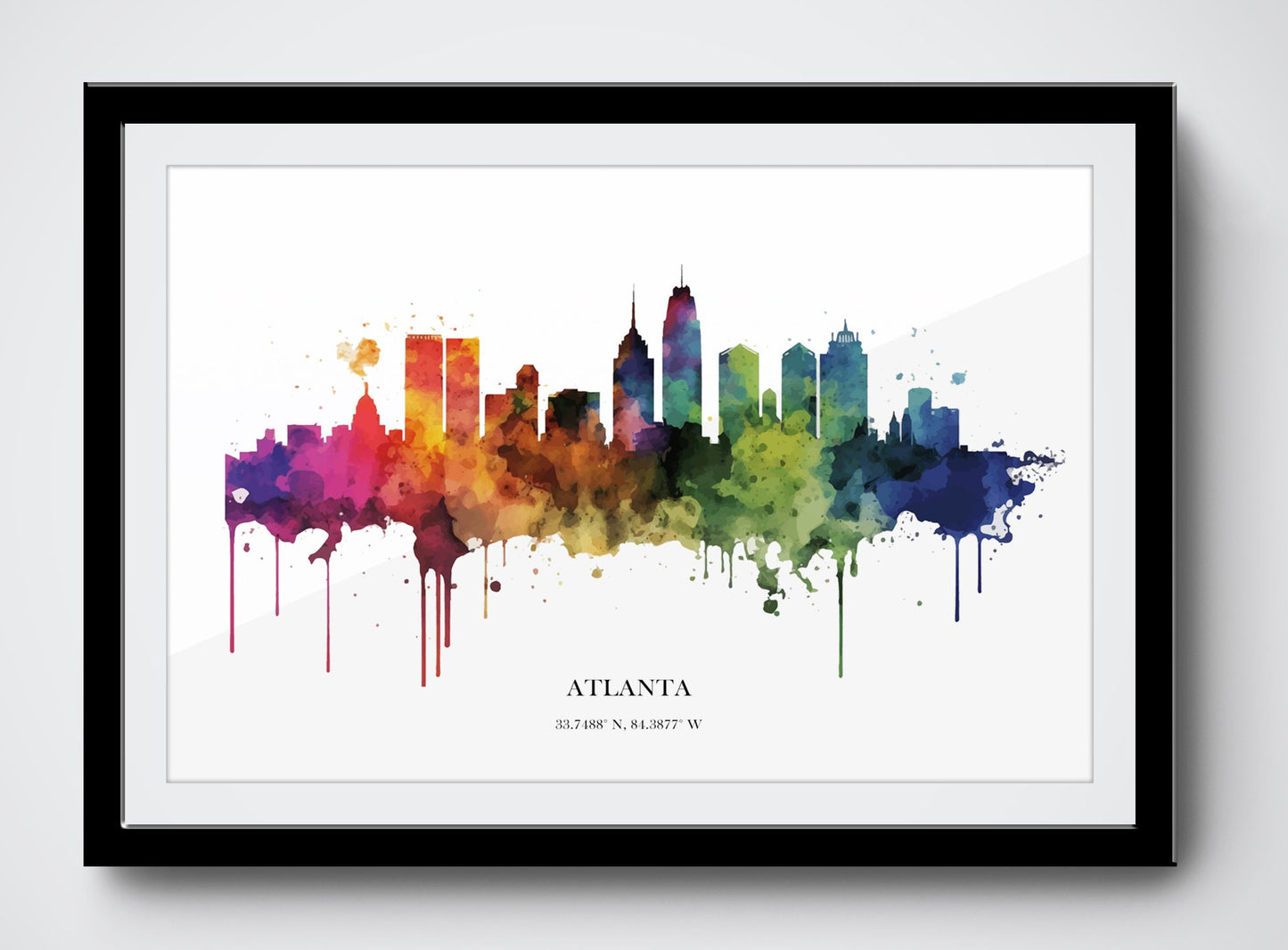Atlanta Watercolour Skyline Print Atlanta Cityscape Atlanta Home Décor Art Print Wall Art Atlanta Print Atlanta Skyline Watercolour Poster