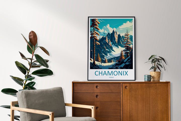 Chamonix Travel Print Wall Art Chamonix Wall Hanging Home Décor Chamonix Gift Art Lovers Ski Art Lover Gift Chamonix Print Skiing Artwork