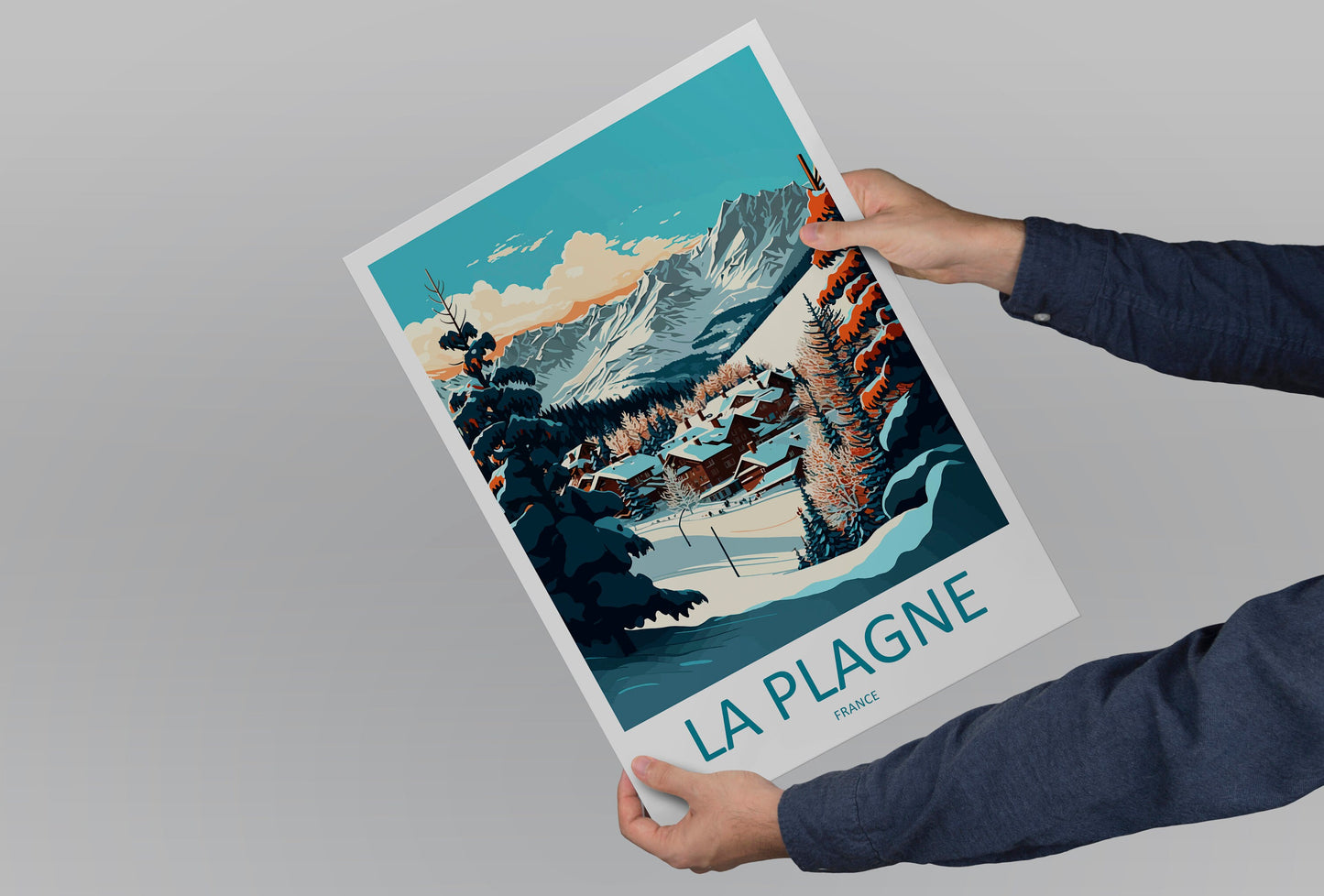 La Plagne Travel Print Wall Art La Plagne Wall Hanging Home Décor La Plagne Gift Art Lovers Ski Art Lover Gift La Plagne Print Skiing