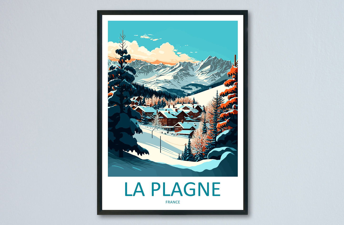 La Plagne Travel Print Wall Art La Plagne Wall Hanging Home Décor La Plagne Gift Art Lovers Ski Art Lover Gift La Plagne Print Skiing