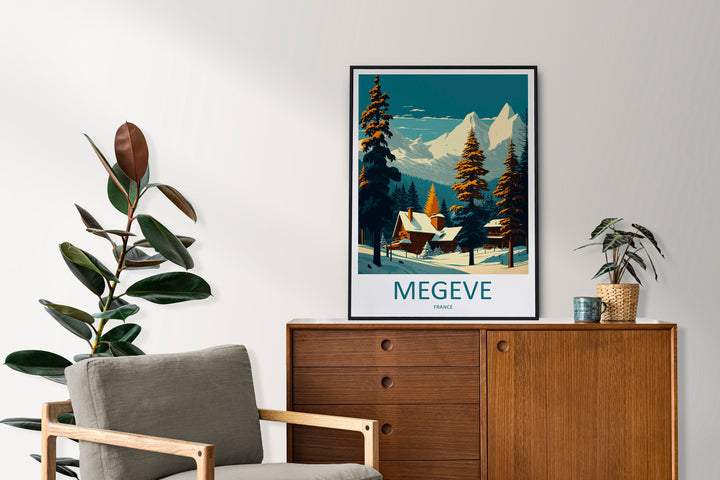 Megeve Travel Print Wall Art Megeve Wall Hanging Home Décor Megeve Gift Art Lovers Ski Art Lover Gift Les Arcs Print Skiing Megeve Ski Art