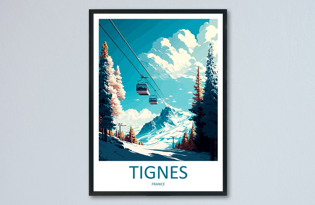 Tignes Travel Print Wall Art Tignes Wall Hanging Home Décor Tignes Gift Art Lovers Ski Art Lover Gift Tignes Print Skiing Tignes Ski Art