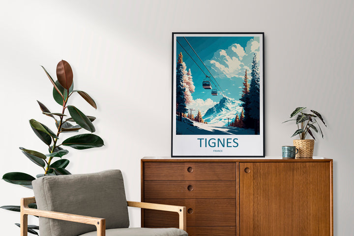 Tignes Travel Print Wall Art Tignes Wall Hanging Home Décor Tignes Gift Art Lovers Ski Art Lover Gift Tignes Print Skiing Tignes Ski Art