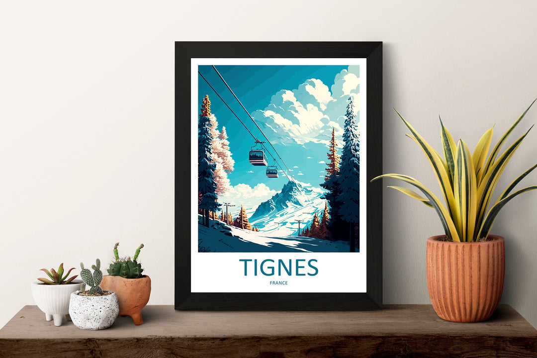 Tignes Travel Print Wall Art Tignes Wall Hanging Home Décor Tignes Gift Art Lovers Ski Art Lover Gift Tignes Print Skiing Tignes Ski Art