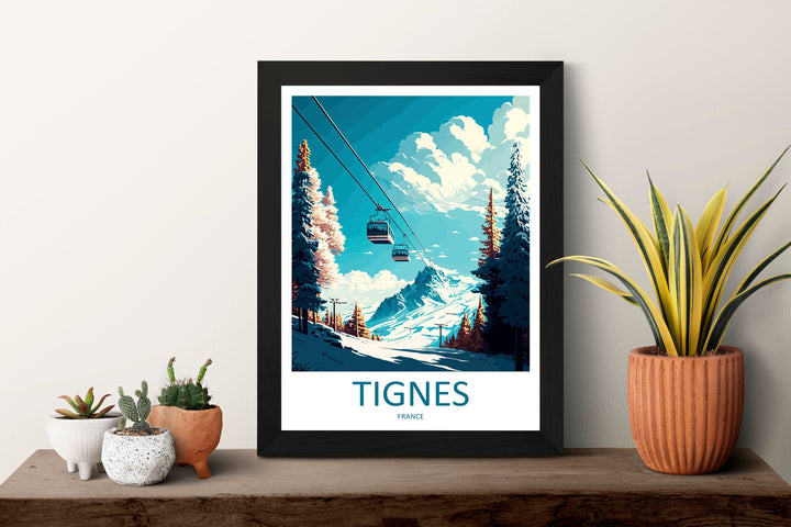 Tignes Travel Print Wall Art Tignes Wall Hanging Home Décor Tignes Gift Art Lovers Ski Art Lover Gift Tignes Print Skiing Tignes Ski Art