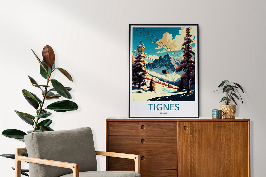 Tignes Travel Print Wall Art Tignes Wall Hanging Home Décor Tignes Gift Art Lovers Ski Art Lover Gift Tignes Print Skiing Tignes Ski Art