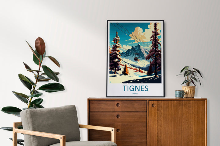 Tignes Travel Print Wall Art Tignes Wall Hanging Home Décor Tignes Gift Art Lovers Ski Art Lover Gift Tignes Print Skiing Tignes Ski Art