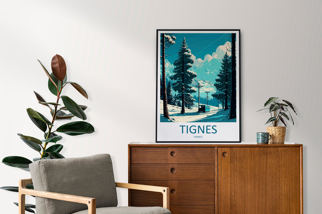 Tignes Travel Print Wall Art Tignes Wall Hanging Home Décor Tignes Gift Art Lovers Ski Art Lover Gift Tignes Print Skiing Tignes Ski Art