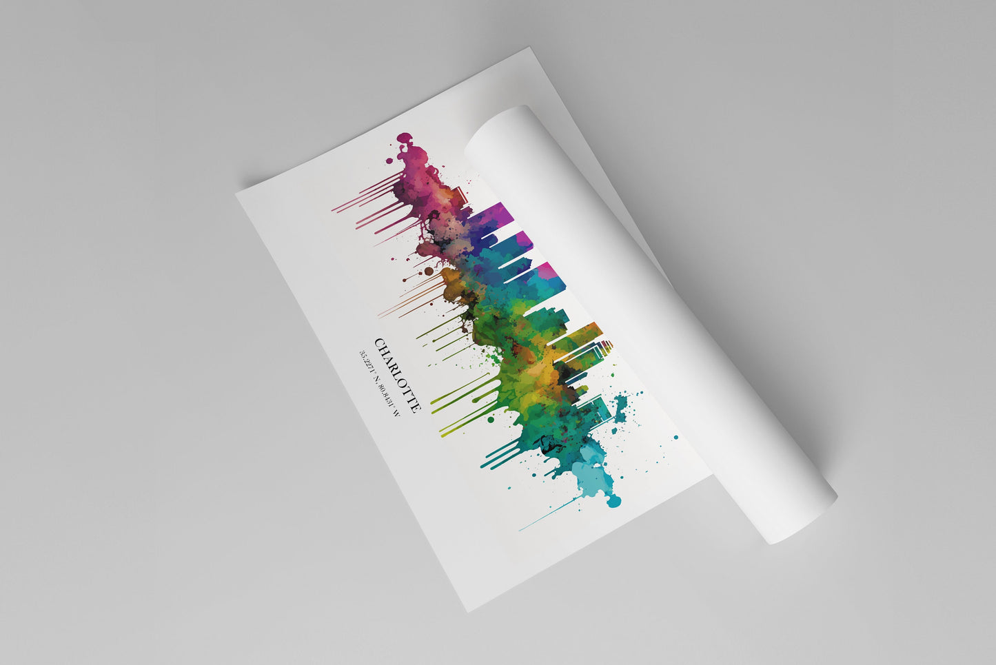 Charlotte Watercolour Skyline Print Charlotte Cityscape Charlotte Home Décor Art Print Wall Art Charlotte Print Charlotte Watercolour Art