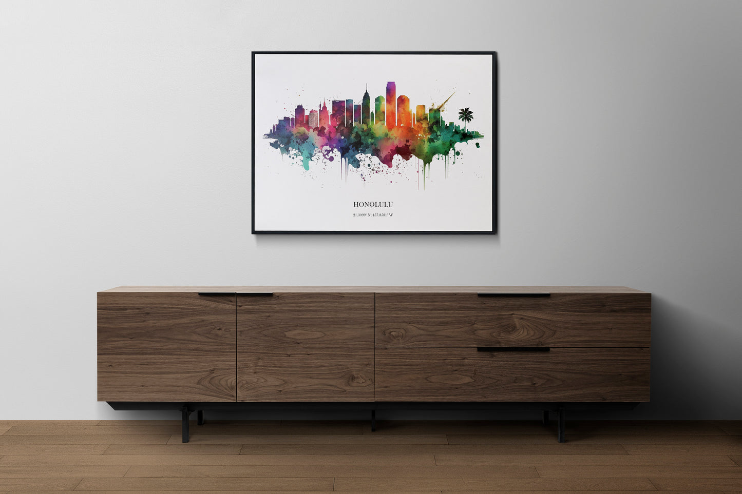 Honolulu Watercolour Skyline Print Honolulu Cityscape Honolulu Home Décor Art Print Wall Art Honolulu Print Honolulu Watercolour Art Print